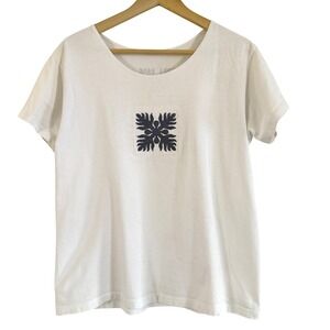 Vintage Crazy Shirts Hawaii Hawaiian Quilt Printed White Short Sleeve Shirt